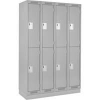 Clean Line Lockers, 2 -tier, Bank of 4, 48" x 18" x 76", Steel, Grey, Rivet (Assembled) Superchem Industries