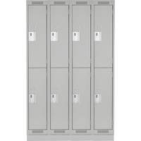 Clean Line Lockers, 2 -tier, Bank of 4, 48" x 18" x 76", Steel, Grey, Rivet (Assembled) Superchem Industries