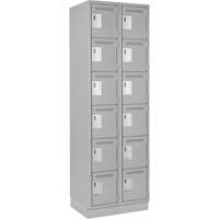 Clean Line Lockerette, 6 -tier, Bank of 2, 24" x 18" x 76", Steel, Grey, Rivet (Assembled) Superchem Industries