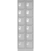 Clean Line Lockerette, 6 -tier, Bank of 2, 24" x 18" x 76", Steel, Grey, Rivet (Assembled) Superchem Industries
