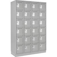 Clean Line Lockerette, 6 -tier, Bank of 4, 48" x 18" x 76", Steel, Grey, Rivet (Assembled) Superchem Industries