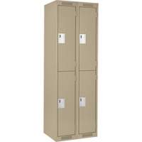 Clean Line Lockers, 2 -tier, Bank of 2, 24" x 18" x 72", Steel, Beige, Rivet (Assembled) Superchem Industries