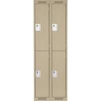 Clean Line Lockers, 2 -tier, Bank of 2, 24" x 18" x 72", Steel, Beige, Rivet (Assembled) Superchem Industries