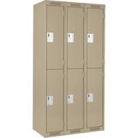 Clean Line Lockers, 2 -tier, Bank of 3, 36" x 18" x 72", Steel, Beige, Rivet (Assembled) Superchem Industries