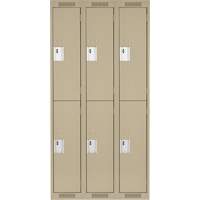 Clean Line Lockers, 2 -tier, Bank of 3, 36" x 18" x 72", Steel, Beige, Rivet (Assembled) Superchem Industries
