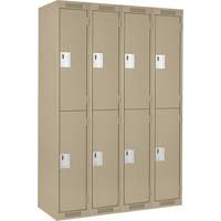 Clean Line Lockers, 2 -tier, Bank of 4, 48" x 18" x 72", Steel, Beige, Rivet (Assembled) Superchem Industries