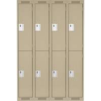 Clean Line Lockers, 2 -tier, Bank of 4, 48" x 18" x 72", Steel, Beige, Rivet (Assembled) Superchem Industries