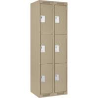 Clean Line Lockers, 3 -tier, Bank of 2, 24" x 18" x 72", Steel, Beige, Rivet (Assembled) Superchem Industries