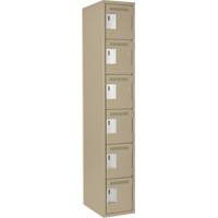 Clean Line Lockerette, 6 -tier, 12" x 18" x 72", Steel, Beige, Rivet (Assembled) Superchem Industries