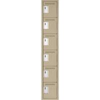 Clean Line Lockerette, 6 -tier, 12" x 18" x 72", Steel, Beige, Rivet (Assembled) Superchem Industries