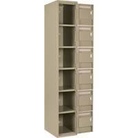 Clean Line Lockerette, 6 -tier, Bank of 4, 48" x 18" x 72", Steel, Beige, Rivet (Assembled) Superchem Industries