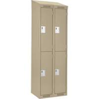 Clean Line Lockers, 2 -tier, Bank of 2, 24" x 18" x 78", Steel, Beige, Rivet (Assembled) Superchem Industries