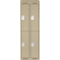 Clean Line Lockers, 2 -tier, Bank of 2, 24" x 18" x 78", Steel, Beige, Rivet (Assembled) Superchem Industries