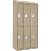 Clean Line Lockers, 2 -tier, Bank of 3, 36" x 18" x 78", Steel, Beige, Rivet (Assembled) Superchem Industries