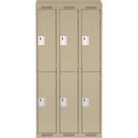 Clean Line Lockers, 2 -tier, Bank of 3, 36" x 18" x 78", Steel, Beige, Rivet (Assembled) Superchem Industries