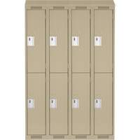 Clean Line Lockers, 2 -tier, Bank of 4, 48" x 18" x 78", Steel, Beige, Rivet (Assembled) Superchem Industries