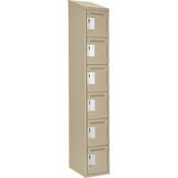 Petits casiers Clean Line, 6 niveaux, 12" x 18" x 78", Acier, Beige, Rivet (assembl&eacute;) Superchem Industries