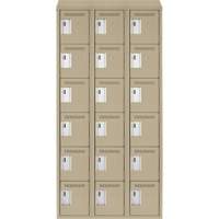 Clean Line Lockerette, 6 -tier, Bank of 3, 36" x 18" x 78", Steel, Beige, Rivet (Assembled) Superchem Industries