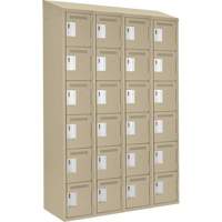 Clean Line Lockerette, 6 -tier, Bank of 4, 48" x 18" x 78", Steel, Beige, Rivet (Assembled) Superchem Industries