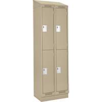 Clean Line Lockers, 2 -tier, Bank of 2, 24" x 18" x 82", Steel, Beige, Rivet (Assembled) Superchem Industries