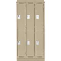 Clean Line Lockers, 2 -tier, Bank of 3, 36" x 18" x 82", Steel, Beige, Rivet (Assembled) Superchem Industries