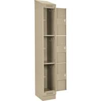 Clean Line Lockers, 3 -tier, Bank of 4, 48" x 18" x 82", Steel, Beige, Rivet (Assembled) Superchem Industries