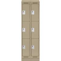 Clean Line Lockers, 3 -tier, Bank of 2, 24" x 18" x 82", Steel, Beige, Rivet (Assembled) Superchem Industries