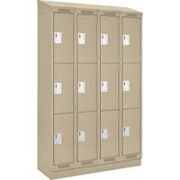 Clean Line Lockers, 3 -tier, Bank of 4, 48" x 18" x 82", Steel, Beige, Rivet (Assembled) Superchem Industries