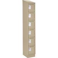 Clean Line Lockerette , 6 -tier, 12" x 18" x 82", Steel, Beige, Rivet (Assembled) Superchem Industries