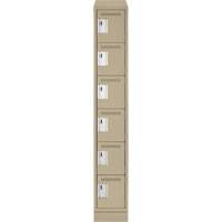Clean Line Lockerette , 6 -tier, 12" x 18" x 82", Steel, Beige, Rivet (Assembled) Superchem Industries