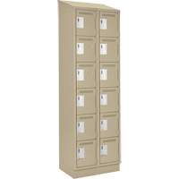 Clean Line Lockerette , 6 -tier, Bank of 2, 24" x 18" x 82", Steel, Beige, Rivet (Assembled) Superchem Industries