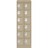 Clean Line Lockerette , 6 -tier, Bank of 2, 24" x 18" x 82", Steel, Beige, Rivet (Assembled) Superchem Industries