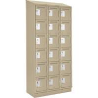 Clean Line Lockerette , 6 -tier, Bank of 3, 36" x 18" x 82", Steel, Beige, Rivet (Assembled) Superchem Industries