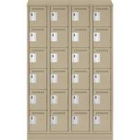 Clean Line Lockerette , 6 -tier, Bank of 4, 48" x 18" x 82", Steel, Beige, Rivet (Assembled) Superchem Industries
