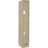 Clean Line Lockers, 2 -tier, 12" x 18" x 76", Steel, Beige, Rivet (Assembled) Superchem Industries