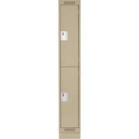 Clean Line Lockers, 2 -tier, 12" x 18" x 76", Steel, Beige, Rivet (Assembled) Superchem Industries