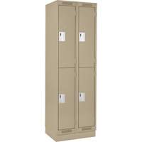 Clean Line Lockers, 2 -tier, Bank of 2, 24" x 18" x 76", Steel, Beige, Rivet (Assembled) Superchem Industries