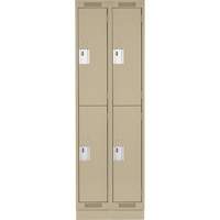 Clean Line Lockers, 2 -tier, Bank of 2, 24" x 18" x 76", Steel, Beige, Rivet (Assembled) Superchem Industries