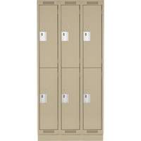 Clean Line Lockers, 2 -tier, Bank of 3, 36" x 18" x 76", Steel, Beige, Rivet (Assembled) Superchem Industries