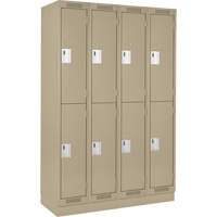 Clean Line Lockers, 2 -tier, Bank of 4, 48" x 18" x 76", Steel, Beige, Rivet (Assembled) Superchem Industries