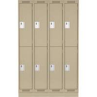 Clean Line Lockers, 2 -tier, Bank of 4, 48" x 18" x 76", Steel, Beige, Rivet (Assembled) Superchem Industries