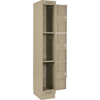 Clean Line Lockers, 3 -tier, Bank of 4, 48" x 18" x 76", Steel, Beige, Rivet (Assembled) Superchem Industries