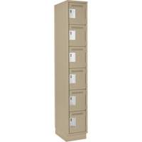 Petits casiers Clean Line, 6 niveaux, 12" x 18" x 76", Acier, Beige, Rivet (assembl&eacute;) Superchem Industries