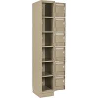 Clean Line Lockerette, 6 -tier, Bank of 4, 48" x 18" x 76", Steel, Beige, Rivet (Assembled) Superchem Industries