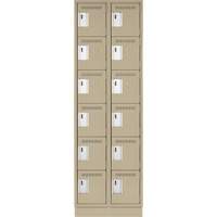 Clean Line Lockerette, 6 -tier, Bank of 2, 24" x 18" x 76", Steel, Beige, Rivet (Assembled) Superchem Industries