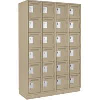 Clean Line Lockerette, 6 -tier, Bank of 4, 48" x 18" x 76", Steel, Beige, Rivet (Assembled) Superchem Industries