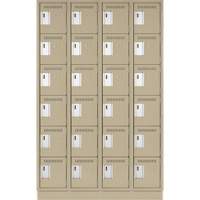 Clean Line Lockerette, 6 -tier, Bank of 4, 48" x 18" x 76", Steel, Beige, Rivet (Assembled) Superchem Industries
