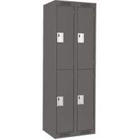 Clean Line Lockers, 2 -tier, Bank of 2, 24" x 18" x 72", Steel, Charcoal, Rivet (Assembled) Superchem Industries