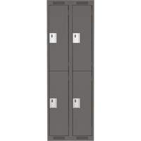 Clean Line Lockers, 2 -tier, Bank of 2, 24" x 18" x 72", Steel, Charcoal, Rivet (Assembled) Superchem Industries