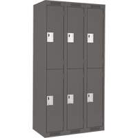 Clean Line Lockers, 2 -tier, Bank of 3, 36" x 18" x 72", Steel, Charcoal, Rivet (Assembled) Superchem Industries